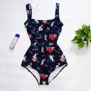 NWT FIGURE FLATTERING~ ONE PIECE SWIMSUIT Vintage Inspired Floral Print & Cut